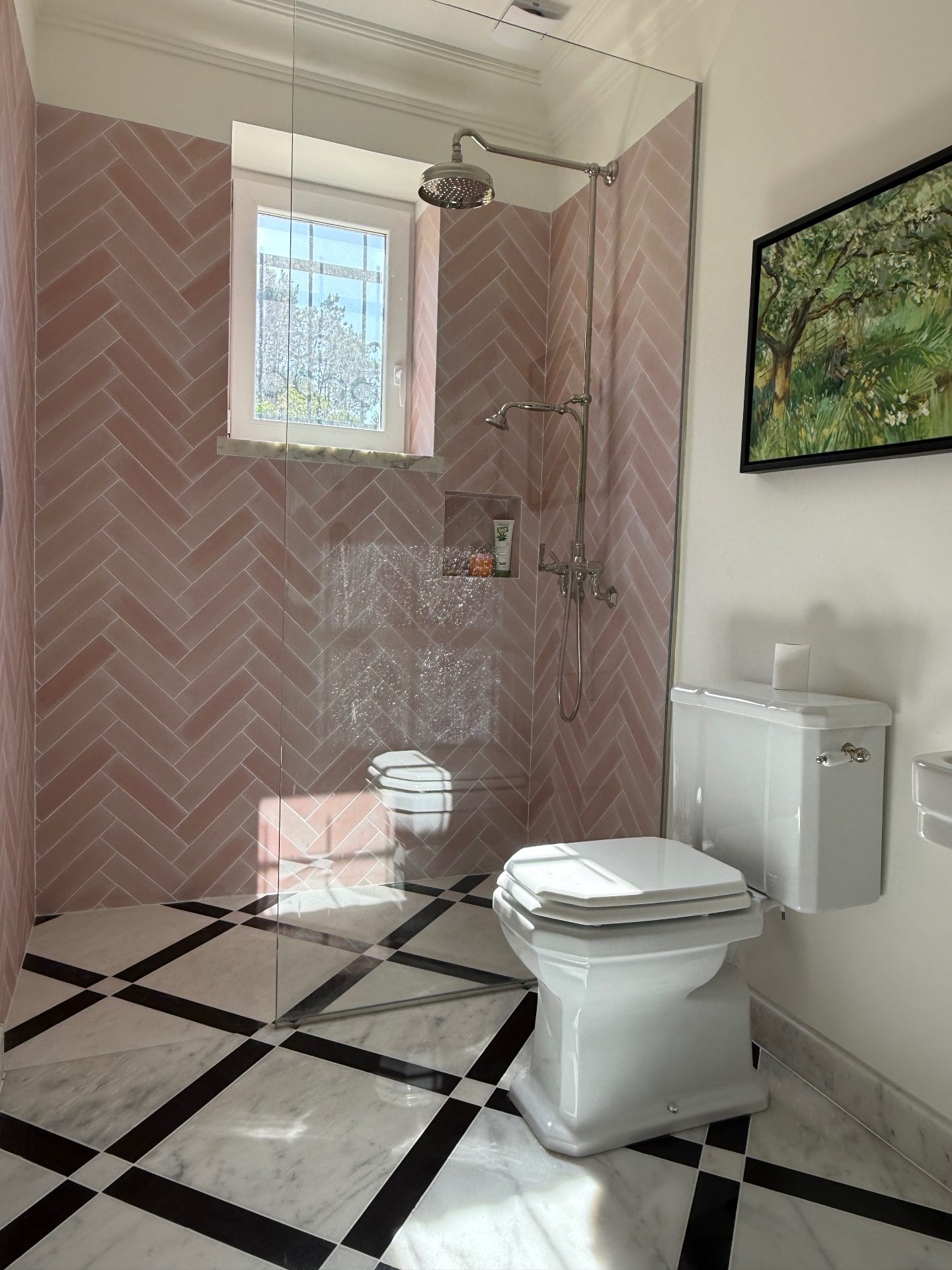 Saibreiro Estate — Bathroom in rose herringbone